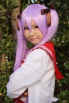 blouse cosplay hair_ribbons hiiragi_kagami kokoro lucky_star purple_hair sailor_uniform scarf_tie school_uniform twintails rating:Safe score:0 user:pixymisa