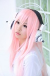 blouse cat_hoodie cosplay headphones itsuki_akira nitro_super_sonic pink_hair super_akira super_soniko rating:Safe score:1 user:nil!