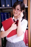 blouse glasses hello_project_digital_books_54 kusumi_koharu pleated_skirt school_uniform skirt twin_braids rating:Safe score:1 user:nil!