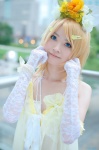 blonde_hair bra bracelet cosplay elbow_gloves flowers gloves hair_clips kagamine_rin lingerie necklace nepachi vocaloid rating:Safe score:0 user:pixymisa