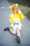 boots cosplay hoodie kousaka_honoka love_live!_school_idol_project orange_hair shima shorts stuffed_animal teddy_bear rating:Safe score:0 user:nil!