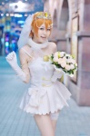ame cosplay dress elbow_gloves garter gloves hoshizora_rin love_live!_school_idol_project orange_hair tiara veil rating:Safe score:0 user:nil!