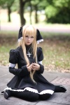 black_cat blonde_hair cosplay detached_sleeves dress eve hairbows ryuga thighhighs twintails rating:Safe score:0 user:nil!