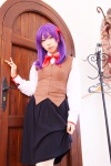 blouse cosplay fate/series fate/stay_night hair_ribbons matou_sakura purple_hair sachi_budou school_uniform skirt skirt_lift vest rating:Safe score:0 user:nil!