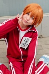 cosplay hoshizora_rin kuroneko love_live!_school_idol_project orange_hair track_jacket track_pants tshirt rating:Safe score:0 user:pixymisa