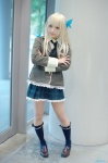 asae_ayato blazer blonde_hair blouse boku_wa_tomodachi_ga_sukunai cosplay kashiwazaki_sena kneesocks pleated_skirt school_uniform skirt rating:Safe score:4 user:nil!