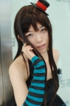 akiyama_mio cosplay dress k-on! one_elbow_glove striped suzuya_rin top_hat rating:Safe score:0 user:nil!