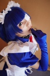 apron blue_hair cosplay dress elbow_gloves eyepatch gloves hairband handcuffs hisame_chirumi ikkitousen maid maid_uniform ryomou_shimei rating:Safe score:0 user:nil!