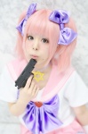 cosplay gun pink_hair pleated_skirt riko_(ii) sailor_uniform school_uniform skirt tagme_character tagme_series twintails rating:Safe score:0 user:nil!