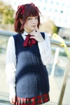 amami_haruka blouse cosplay hair_ribbons hana_(iii) idolmaster pleated_skirt ribbon_tie skirt sweater rating:Safe score:0 user:pixymisa