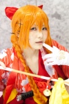 bows cosplay croptop elbow_gloves gloves hairbow hair_ribbons katana mitsuki_(ii) orange_hair original sword twin_braids yukata rating:Safe score:0 user:pixymisa