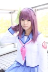 angel_beats! blouse cosplay green_eyes hairband hairbow nakamura_yuri nekosuke pleated_skirt purple_hair scarf_tie skirt rating:Safe score:0 user:pixymisa
