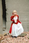 blonde_hair boots braid cosplay dress dress_lift fate/series fate/stay_night kamui_arisa red_moon saber rating:Safe score:0 user:nil!