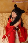 animal_ears bed boots cape cat_ears cosplay dress elbow_gloves fate/series fate/stay_night fingerless_gloves gloves red_devil saku thigh_boots thighhighs tohsaka_rin zettai_ryouiki rating:Safe score:1 user:nil!