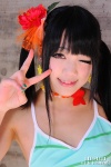 cosplay croptop flower headdress love_live!_school_idol_project necklace pink_eyes tankini twintails utateika-na yazawa_niko rating:Safe score:0 user:pixymisa