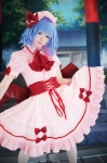 blue_hair cosplay dress gero_gohan hat pantyhose remilia_scarlet touhou wings rating:Safe score:2 user:nil!