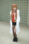 blouse boots cosplay hayase_ami lab_coat makise_kurisu pantyhose shorts steins;gate tie rating:Safe score:3 user:nil!
