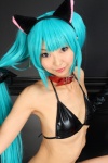 animal_ears bikini_top blue_hair cat_ears collar cosplay elbow_gloves gloves hatsune_miku necoco swimsuit twintails vocaloid void_necoco rating:Safe score:1 user:nil!