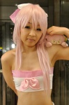 ash_(ii) cosplay hairbow megurine_luka pink_hair plushie tubetop vocaloid rating:Safe score:0 user:pixymisa