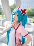aqua_hair chii cosplay hatsune_miku koiiro_byoutou_(vocaloid) nurse nurse_cap nurse_uniform twintails vocaloid rating:Safe score:0 user:xkaras