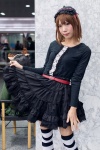 cosplay dress hagiwara_yukiho hairband idolmaster skirt skirt_lift striped thighhighs tiered_skirt yae_maiko zettai_ryouiki rating:Safe score:0 user:pixymisa