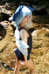 ass blue_hair cirno cosplay hairbow lenfried one-piece_swimsuit school_swimsuit swimsuit swimsuit_pull touhou wet wings rating:Safe score:0 user:nil!