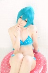 aqua_hair bathroom bikini colorful_pop_star!! cosplay haruka hatsune_miku inner_tube ponytail swimsuit vocaloid rating:Safe score:1 user:nil!