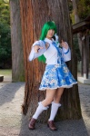 cosplay detached_sleeves green_hair kochiya_sanae lenfried miniskirt skirt socks touhou rating:Safe score:0 user:nil!