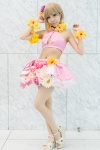 aiba_yumi blonde_hair cosplay croptop flowers hizuki_yuuki idolmaster miniskirt pantyhose petticoat sheer_legwear skirt rating:Safe score:1 user:pixymisa