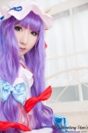 bed cosplay dress hat patchouli_knowledge purple_hair robe saku sweet_garden touhou rating:Safe score:0 user:nil!