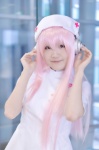 cosplay dress headphones hoshina hoshinaka_koumi nitro_super_sonic nurse nurse_cap nurse_uniform pink_hair super_soniko rating:Safe score:0 user:nil!