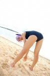 ass ayane_(doa) beach cosplay dead_or_alive headband ocean one-piece_swimsuit purple_hair school_swimsuit swimsuit tachibana_minami rating:Safe score:1 user:nil!