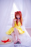 bed choker cosplay dress hair_pods mashiro_yuki neon_genesis_evangelion pantyhose red_hair sheer_legwear soryu_asuka_langley twintails rating:Safe score:0 user:nil!