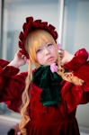blonde_hair blue_eyes bonnet bowtie braid cosplay dress flower koronsui rozen_maiden shinku tripletails rating:Safe score:0 user:pixymisa