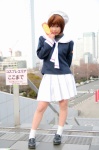 beret cardcaptor_sakura clow_cards cosplay kinomoto_sakura miniskirt pleated_skirt sailor_uniform school_uniform skirt socks tie zero_inch rating:Safe score:0 user:nil!