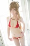 amagi_brilliant_park atsuki bikini blonde_hair cleavage cosplay hairbow sento_isuzu swimsuit rating:Safe score:0 user:nil!