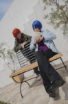 aobaichi blazer blue_hair coat cosplay crossplay headphones hijirikawa_masato otoya_ittoki red_hair shima shirt trousers uta_no_prince-sama vest rating:Safe score:0 user:pixymisa
