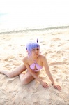 ayane_(doa) beach cleavage cosplay dead_or_alive headband ocean one-piece_swimsuit purple_hair swimsuit tachibana_minami rating:Safe score:0 user:nil!