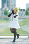 blouse cosplay elbow_gloves gloves green_hair gumi happy_synthesizer_(vocaloid) headset pantyhose pleated_skirt skirt vest vocaloid yuta rating:Safe score:4 user:nil!