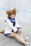animal_ears cat_ears cosplay dress miyafuji_yoshika pantyhose scarf sheer_legwear strike_witches swimsuit tail tehu rating:Safe score:0 user:pixymisa