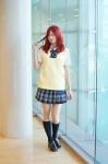 blouse cosplay kneesocks love_live!_school_idol_project nishikino_maki nora pantyhose pleated_skirt red_hair school_uniform sheer_legwear skirt sweater_vest rating:Safe score:0 user:nil!