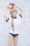 ahoge amane blonde_hair braid buruma cosplay gym_uniform pantyhose sheer_legwear shorts tagme_character tagme_series tshirt rating:Safe score:1 user:nil!