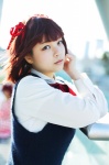 amami_haruka blouse cosplay hair_ribbons hana_(iii) idolmaster ribbon_tie sweater rating:Safe score:0 user:pixymisa