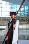 cosplay gauntlets glaive horns inu_boku_secret_service kimono mask miniskirt naginata nakko purple_hair scarf shirakiin_ririchiyo skirt rating:Safe score:0 user:nil!