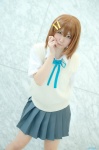 blouse cosplay hair_clips hirasawa_yui k-on! pleated_skirt school_uniform skirt sweater_vest uu rating:Safe score:0 user:nil!