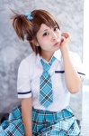 cosplay futami_ami hozu_kirin idolmaster pleated_skirt school_uniform side_ponytail skirt tie rating:Safe score:0 user:pixymisa