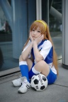 cosplay ema hairband inazuma_eleven_go_chrono_stone kneesocks nanobana_kinako orange_hair shorts soccer_uniform tshirt rating:Safe score:0 user:nil!
