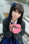 blouse cardigan cosplay hair_ribbon original pleated_skirt rinami school_uniform skirt tie rating:Safe score:1 user:nil!