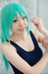 cosplay green_hair higurashi_no_naku_koro_ni one-piece_swimsuit school_swimsuit shion_akira sonozaki_mion swimsuit rating:Safe score:0 user:nil!