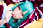 aqua_hair blouse cosplay hair_ribbons kagiyama_hina rumita touhou rating:Safe score:0 user:nil!